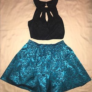 Two piece homecoming dress with halter top